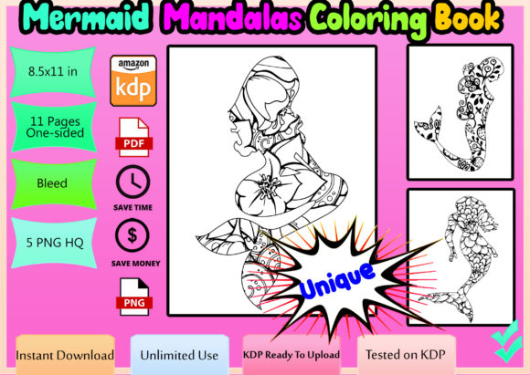Download Mermaid Mandala Coloring Books - Mermaid Collection
