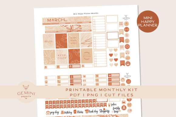 Download Monthly Printable Planner Sticker Kit - Month Collection
