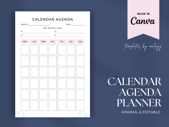 Download Monthly Calendar Agenda Template Undated - Month Collection