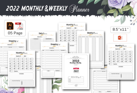 Download 2022 Planner Monthly &amp; Weekly - Month Collection