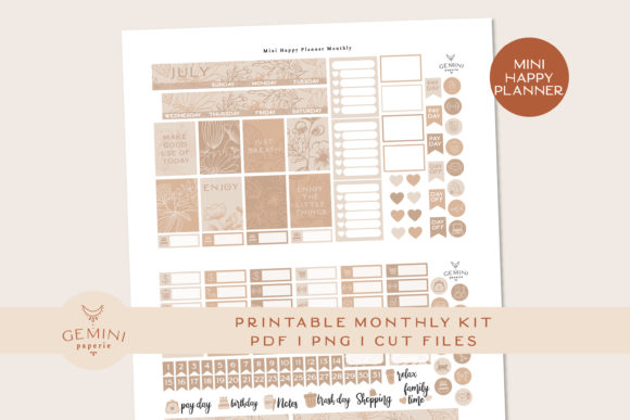 Download Monthly Printable Planner Sticker Kit - Month Collection