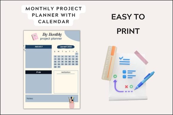 Download My Monthly Project Planner with Calendar - Month Collection