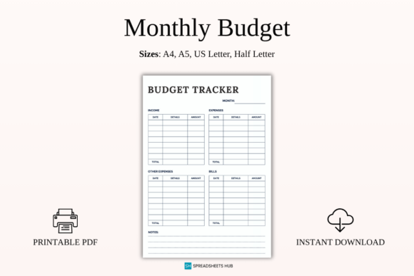 Download Printable Monthly Budget Tracker PDF - Month Collection