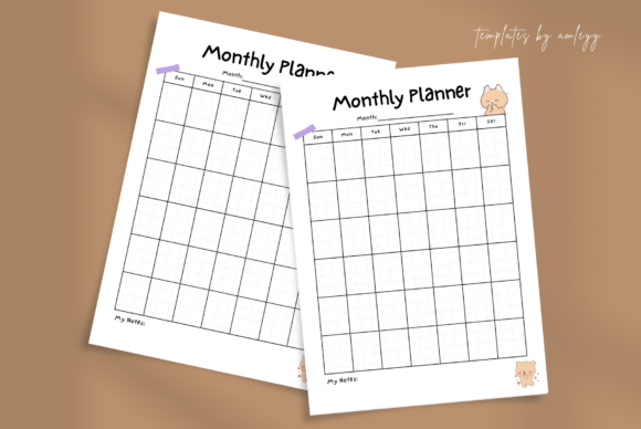 Download Undated Cute Monthly Planner Canva - Month Collection
