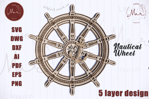 Download Nautical Ship Wheel 3D Multilayer SVG La - Nautical Collection