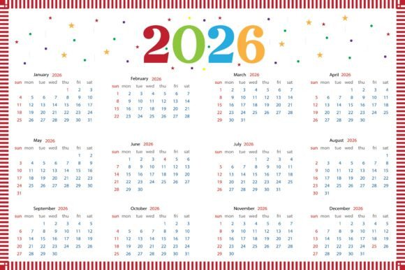 Download Colorful 2026 Year Monthly Calendar - Month Collection