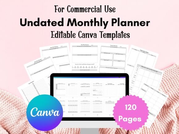 Download Undated Monthly Planner Canva Template - Month Collection