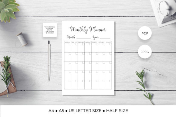 Download Monthly Planner Page Printable - Month Collection