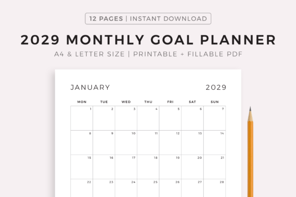 Download 2029 Monthly Goal Planner, Printable - Month Collection