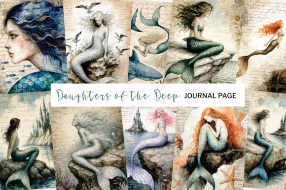Download Vintage Mermaid Junk Journal Graphic - Mermaid Collection