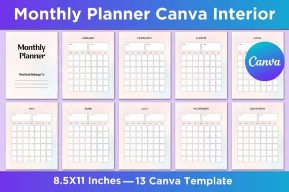 Download Undated Monthly Planner Canva Interior - Month Collection