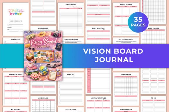 Download Vision Board Journal Canva KDP Graphic - Premium Resources