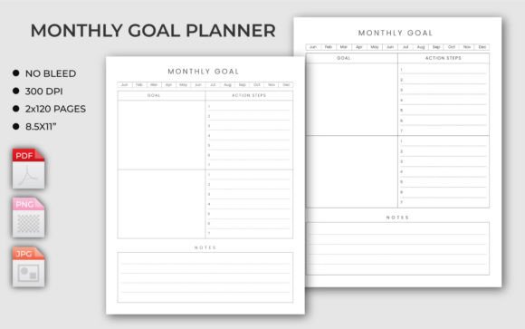 Download Monthly Goal Planner - KDP Interior - Month Collection