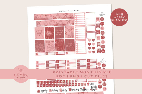 Download Monthly Printable Planner Sticker Kit - Month Collection