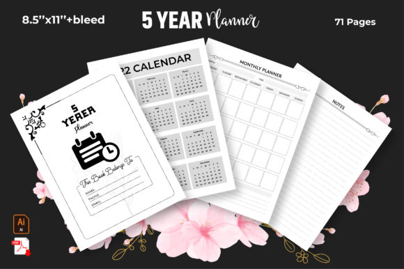 Download 5 (2022-2026) Year Monthly Planner KDP - Month Collection