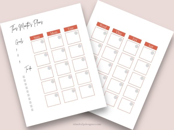 Download Monthly Two Page Planner Template - Month Collection