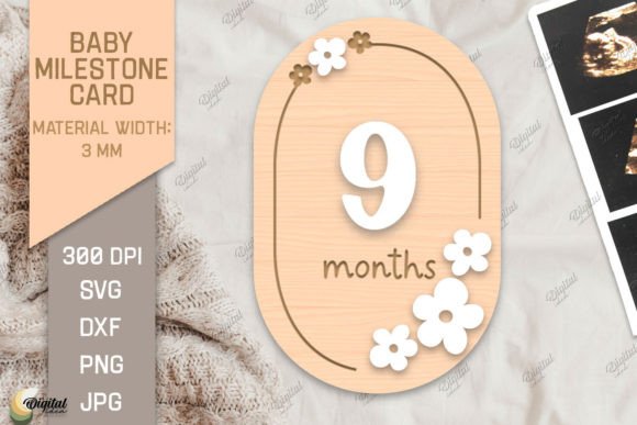 Download Baby Milestone Card Laser Cut. 9 Month - Month Collection