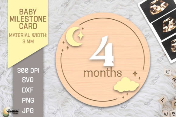 Download Baby Milestone Card Laser Cut. 4 Month - Month Collection