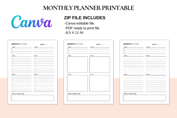 Download Monthly Planner Printable, Goal Planner - Month Collection