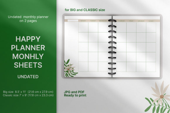 Download Undated Monthly Planner Happy Planner - Month Collection