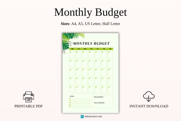 Download Tropical Monthly Budget Calendar PDF - Month Collection
